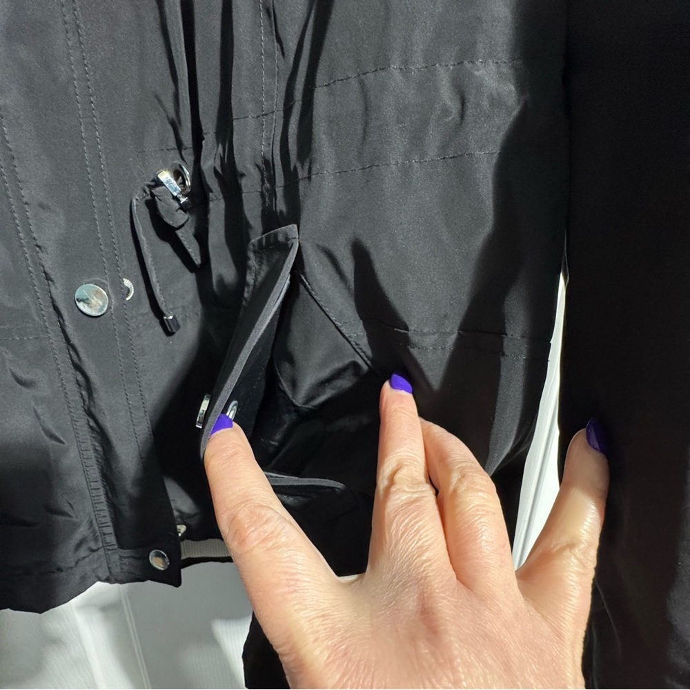 Charter Club Anorak Jacket Large Petite Water-Resistant Hooded Drawstring Waist - Picture 3 of 14